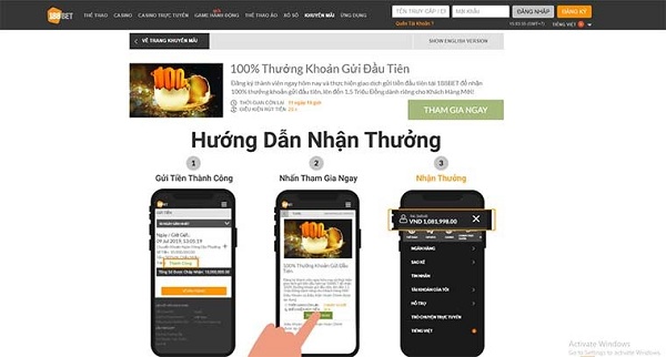 Cách tham gia và nhận tiền khuyến mãi 188bet